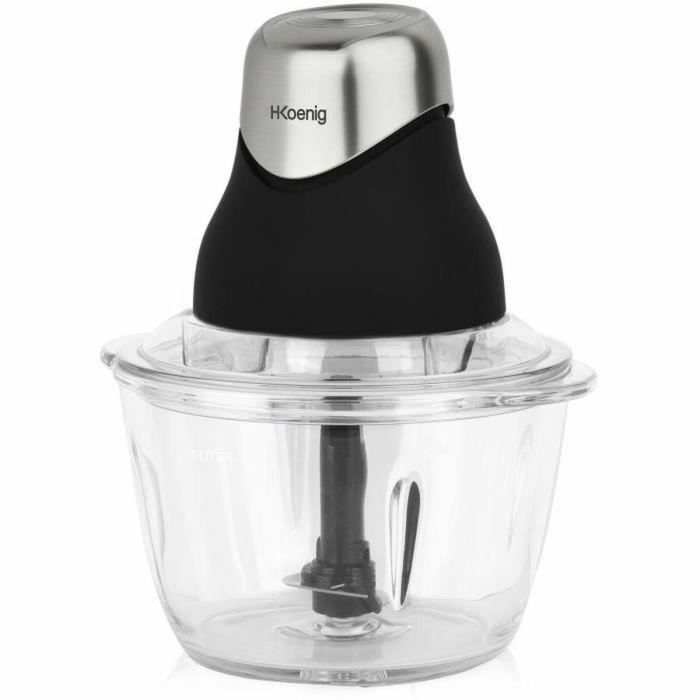 H.Koenig LEO8 Mini Picadora Eléctrica Compacta 320W con Bol de Cristal 1L y Cuchillas de Acero Inoxidable, Negro mate y cromo 5 H.Koenig LEO8 Mini Picadora Eléctrica Compacta 320W con Bol de Cristal 1L y Cuchillas de Acero Inoxidable, Negro mate y cromo 5