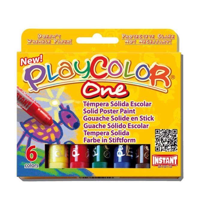 Tempera Solida En Barra Playcolor Escolar Caja De 6 Colores Surtidos 1