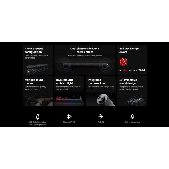 Xiaomi Altavoz de Escritorio Inalámbrico y Alámbrico Negro 2.0 Canales Universal 3