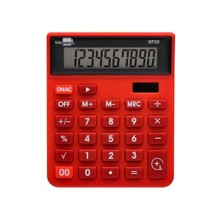 Calculadora Liderpapel Sobremesa Xf22 10 Digitos Solar Y Pilas Color Rojo 127x105x24 mm 7