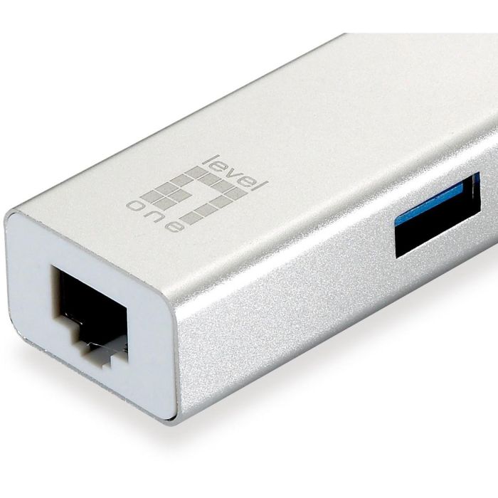 Level One Adaptador USB 3.0 a RJ45 Gigabit Ethernet con 3 Puertos USB 3.0 - Cable 0.15m 3 Level One Adaptador USB 3.0 a RJ45 Gigabit Ethernet con 3 Puertos USB 3.0 - Cable 0.15m 3