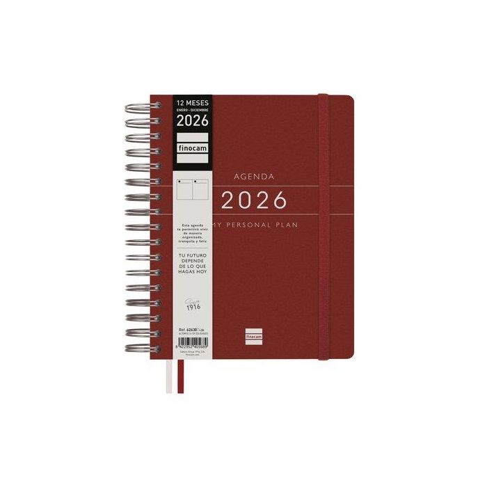Finocam Agenda Espiral Tempus 1Dp 4º 155x217 mm Tapa Extradura Burdeos 2026