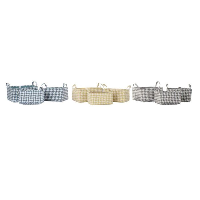 Cesta Basicos DKD Home Decor Gris Amarillo 30 x 20 x 40 cm Set de 3 (3 Unidades) 2