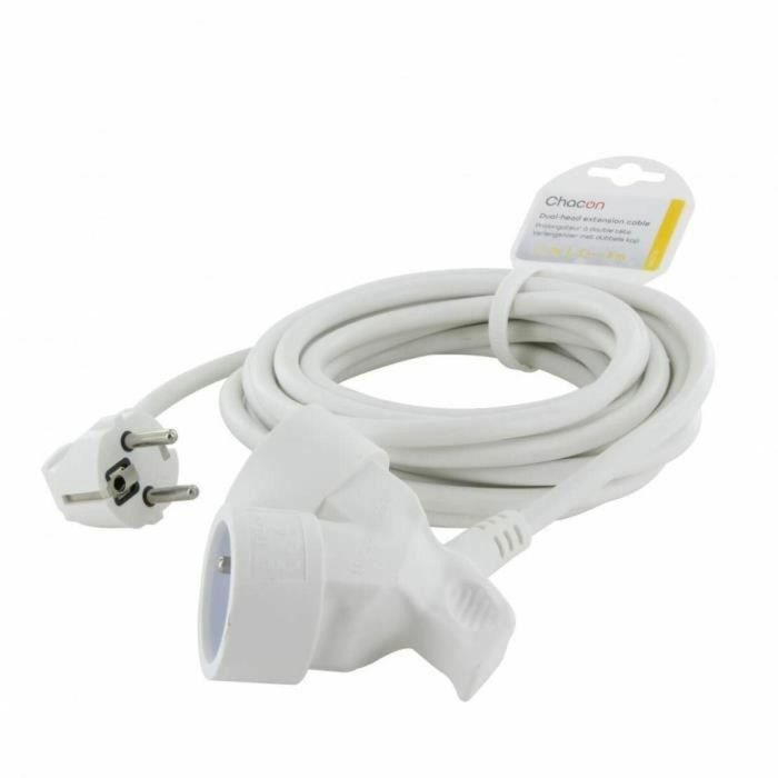Chacon CHA5411478667193 Prolongador Eléctrico Doble Cabezal HO5VVF 3G1.5, 5 Metros, Blanco Chacon CHA5411478667193 Prolongador Eléctrico Doble Cabezal HO5VVF 3G1.5, 5 Metros, Blanco