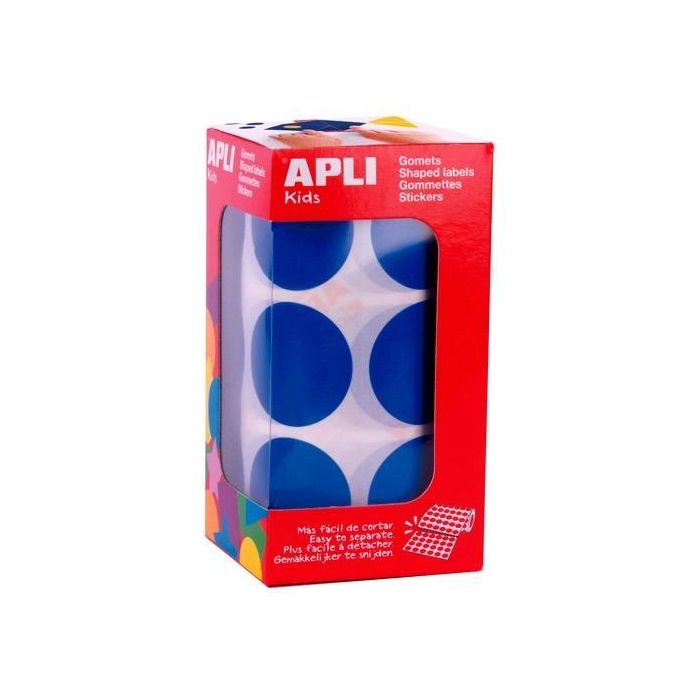 Apli Gomets Redondos de 33 mm Azules - Rollo de 708 Unidades