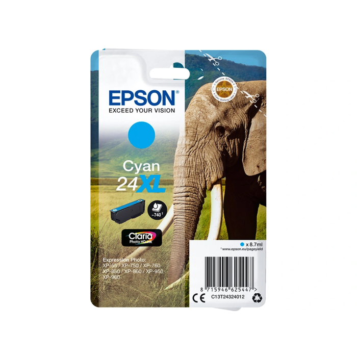 Epson Claria Photo HD Ink Cartucho Cian 24XL Expression Photo XP-760/950 1
