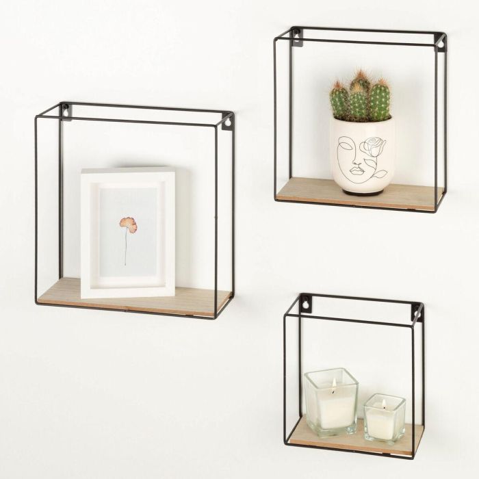 Estantería Max Home Hierro Madera MDF 30 x 30 x 10 cm (4 Unidades) 5 Estantería Max Home Hierro Madera MDF 30 x 30 x 10 cm (4 Unidades) 5