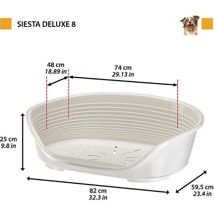 Ferplast FER8010690216119 Cesta Siesta Deluxe Tamaño 8, 82x59.5x25 cm, Gris Claro 1 Ferplast FER8010690216119 Cesta Siesta Deluxe Tamaño 8, 82x59.5x25 cm, Gris Claro 1