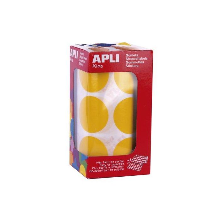 Apli Gomets Redondos 33 mm Rollo Amarillo - Rollo 708 Unidades Apli Gomets Redondos 33 mm Rollo Amarillo - Rollo 708 Unidades