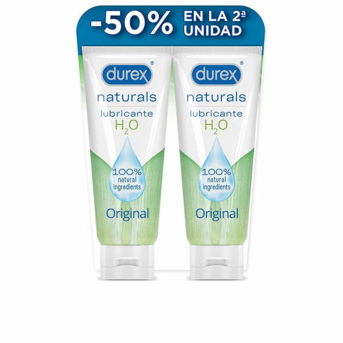 Durex Naturals Gel Lubricante Íntimo H2O 100% Natural, Ayuda Sequedad Vaginal y Equilibrio Flora Pack 2 x 100 ml