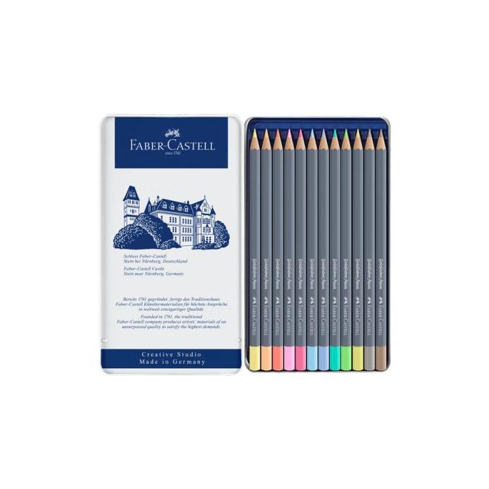 Estuche Metálico con 12 Lápices de Colores Pastel Acuarelables Goldfaber. Faber Castell 114622 1