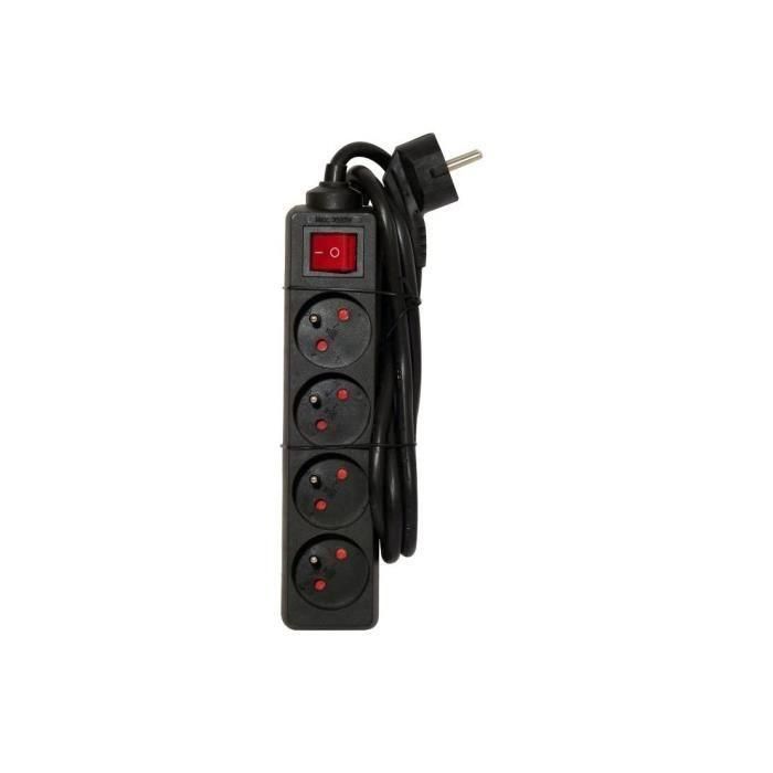 CHACON Regleta con interruptor 4 enchufes 16A 1.5m negro 1 CHACON Regleta con interruptor 4 enchufes 16A 1.5m negro 1