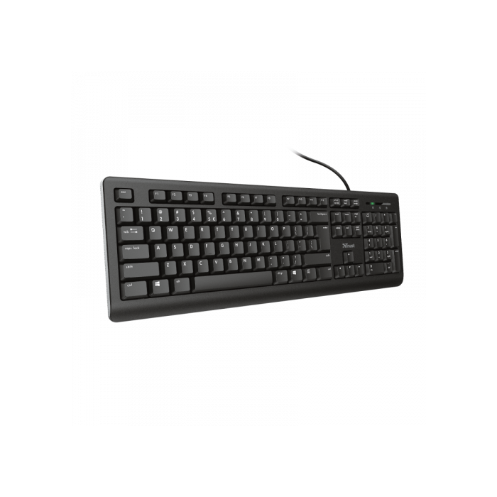 Trust Teclado TK150 Tamaño Compacto Tecleado Silenciado Resistente A Los Vertidos Cable 1.8M 5