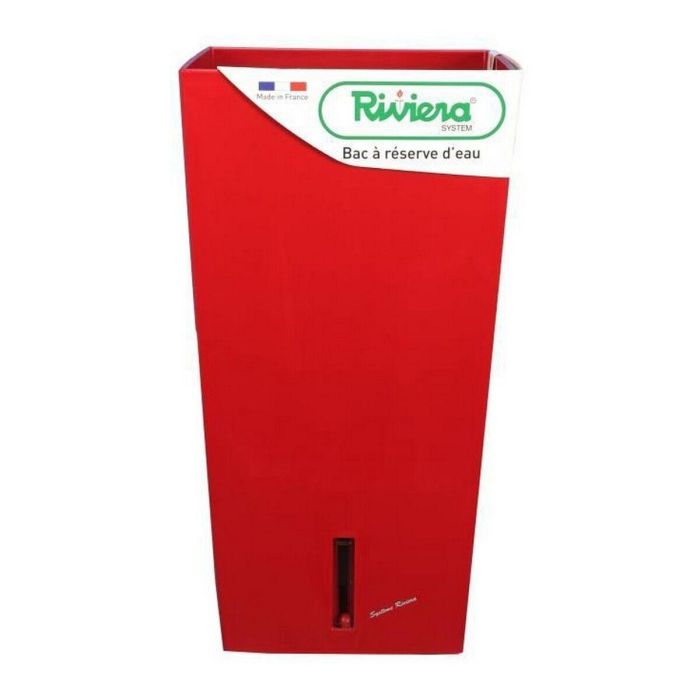 RIVIERA Eva Nueva maceta cuadrada de plástico - 37 x 37 x H 68.5 cm - 69 L - Rojo