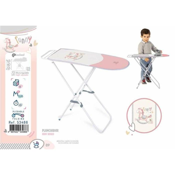 Planchador plegable funny color rosa. 63x72x25 cm. altura regulable. 2 Planchador plegable funny color rosa. 63x72x25 cm. altura regulable. 2
