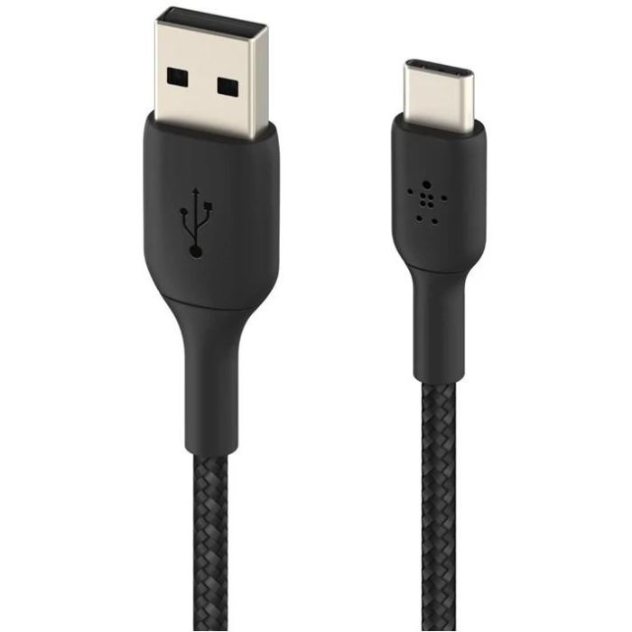 Belkin Cable USB-C a USB-A, recubierto, 1m, negro