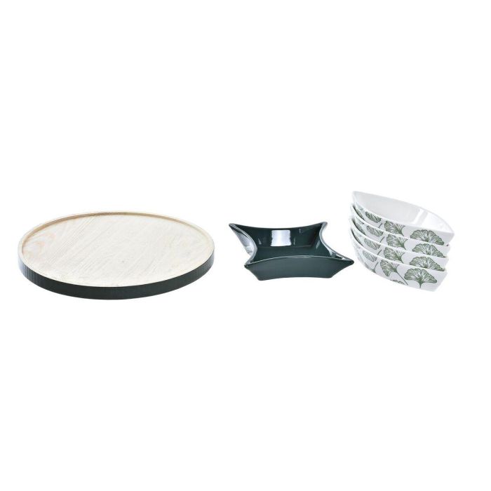 Tabla Aperitivo Tropical DKD Home Decor Verde Blanco 22 x 1 x 22 cm Set de 6 2