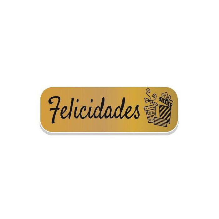 Etiquetas Regalo Adh. Holograficas Rollo 250 Uds. 45X15 Felicidades Oro