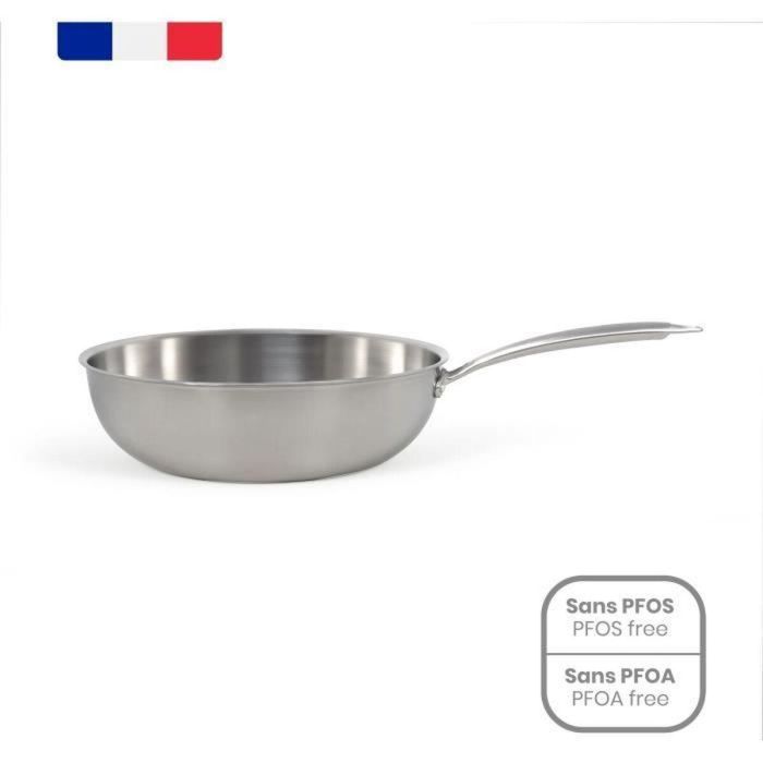 Livoo MEP162 Wok de Acero Inoxidable Ø 28 cm para Todas las Placas Incluida Inducción y Horno Fabricado en Francia 6
