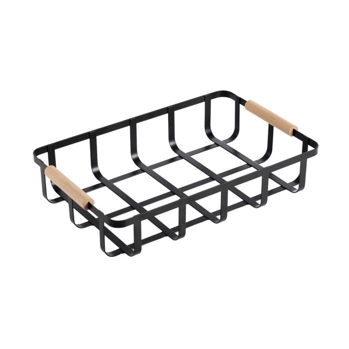 Cesta Organizadora Negro y Madera 36x24.3x8 cm - Confortime (6 Unidades) 3 Cesta Organizadora Negro y Madera 36x24.3x8 cm - Confortime (6 Unidades) 3