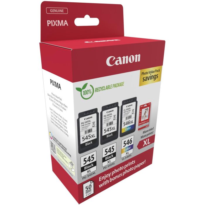 Canon Tinte PG-545XL/CL-546XL 8286B015 3er Multipack (2xBK/Color) inkl. Fotopapier 1