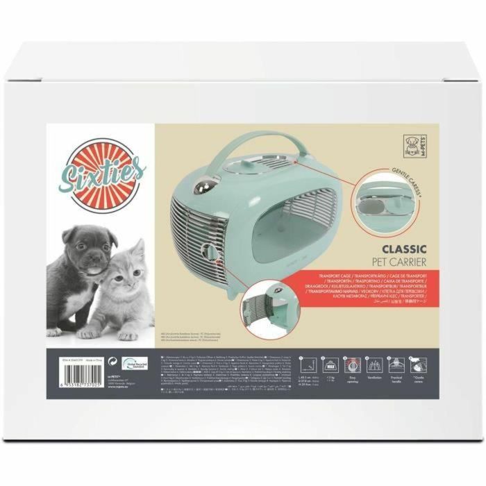 M Pets MPE6953182737025 Caja de Transporte Mochila Sixties Classic con Asa, Apertura Trasera, hasta 5 kg, Color Azul 5