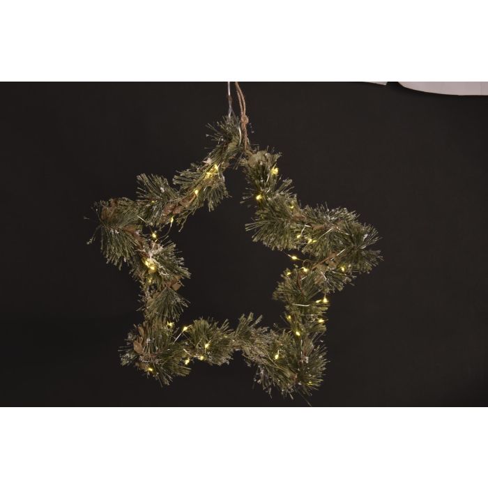 DKD Home Decor Decoración Colgante de Navidad para Puerta Alpina con LED Verde Marrón 5x42x60 cm (2 Unidades) 1