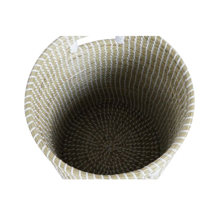 DKD Home Decor Cesta Urban Natural Blanco Seagrass 44 x 51 x 44 cm Set de 2 4