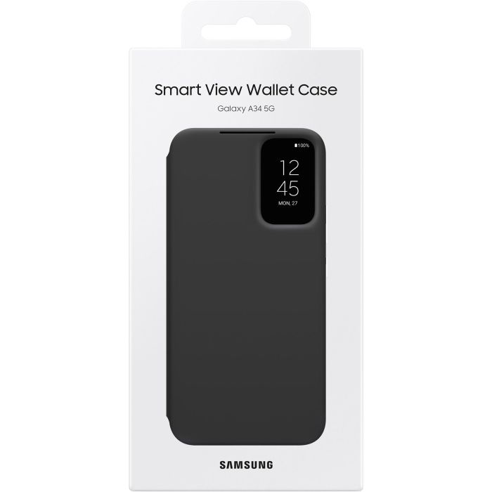 Samsung EF-ZA346 Smart View Wallet Case para Galaxy A34 5G, Funda Cartera con Bolsillo para Tarjetas, Negro, 6.6" 6