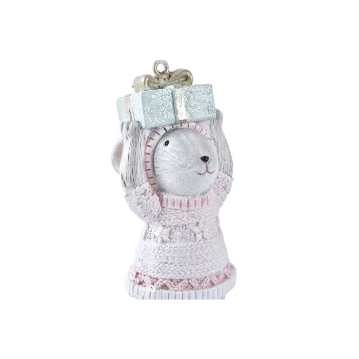 Figura Navidad Fantasia DKD Home Decor Gris Rosa 3 x 8.5 x 5 cm (3 Unidades) 1