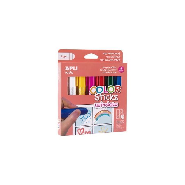 Apli Pintura Color Sticks Window Para Ventanas Barra 6 gr Estuche De 6 C-Surtidos