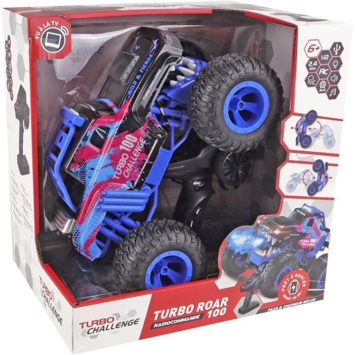 Coche Teledirigido - TURBO CHALLENGE - Smashroar TC100 - Opción Humo - Azul - 1/12 - Batería Recargable y Pilas incluidas 1 Coche Teledirigido - TURBO CHALLENGE - Smashroar TC100 - Opción Humo - Azul - 1/12 - Batería Recargable y Pilas incluidas 1