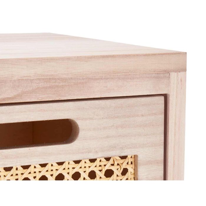 Cajonera de Rattan Giftdecor 4 Cajones 27x73x25 cm - Madera y Plástico Color Natural 3