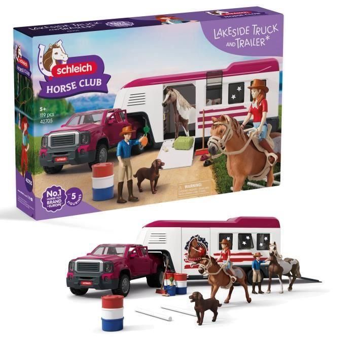 Schleich SCH42705 Figura de camioneta y remolque ecuestre grande Horse Club Series