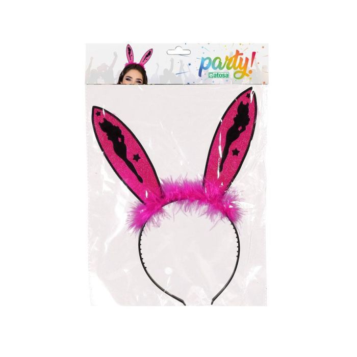 Diadema Orejas Conejo Rosa Intenso con Plumas para Disfraces y Fiestas Temáticas 1 Diadema Orejas Conejo Rosa Intenso con Plumas para Disfraces y Fiestas Temáticas 1