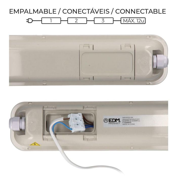 Edm Regleta LED IP65 36W 4034LM 6500K Luz Fría 8.6x118x6.6cm 1 Edm Regleta LED IP65 36W 4034LM 6500K Luz Fría 8.6x118x6.6cm 1