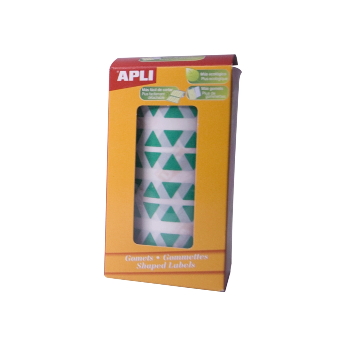 Apli Gomets Triangulares Verdes 20 mm Rollo 2832 Unidades Adhesivo Permanente 1