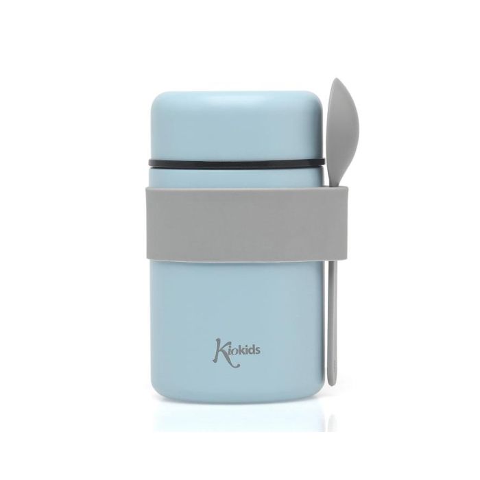 KioKids Termo Papillero De Acero Inoxidable 500 mL Con Cuchara Azul 3