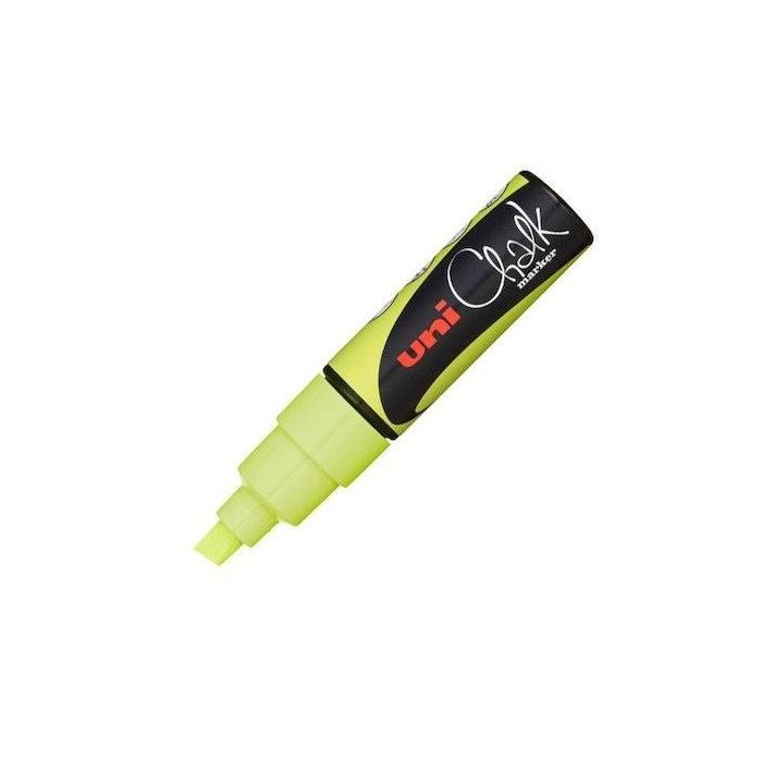 Uni-Ball Marcador de Tiza Líquida PWE-8K Amarillo Flúor - Pack de 6 Unidades (6 Unidades)