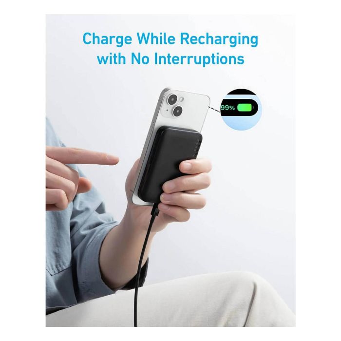 Anker A1616G11 Batería MagGo 321 (PowerCore 5K) 5000 mAh Cargador Inalámbrico Negro para iPhone 12/13/14 Series 1