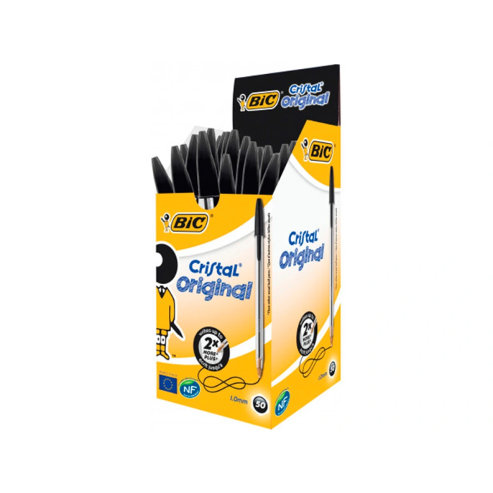 Bic Bolígrafo Cristal Original Tinta Negra Punta 1mm Trazo 0.4mm Cuerpo Transparente Certificado Ecológico NF Bic Bolígrafo Cristal Original Tinta Negra Punta 1mm Trazo 0.4mm Cuerpo Transparente Certificado Ecológico NF