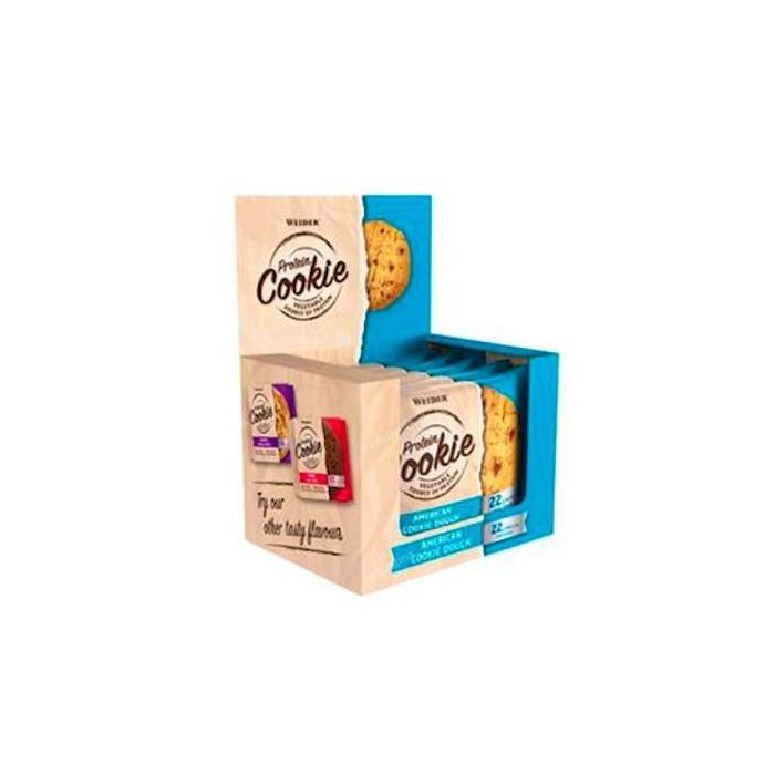 Weider 90Grx12Uds. Protein Cookie American Cookie Dough Vegana, Sin OGM, Sin Edulcorantes Añadidos