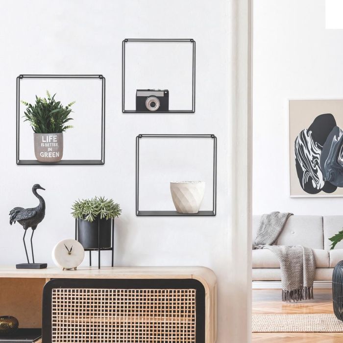 Home Deco Factory Juego 3 Estantes Metal Cuadrado Black Forest Pared Grande 30x10 Mediano 25x10 Pequeño 20x10 1 Home Deco Factory Juego 3 Estantes Metal Cuadrado Black Forest Pared Grande 30x10 Mediano 25x10 Pequeño 20x10 1