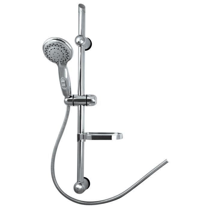 Rousseau COMBIBARRE 3 JETS Stop'o Barra de ducha y Ducha de mano 3 chorros, 60cm, Cromado, Flexible extensible 1.5-2m, Ahorro agua Rousseau COMBIBARRE 3 JETS Stop'o Barra de ducha y Ducha de mano 3 chorros, 60cm, Cromado, Flexible extensible 1.5-2m, Ahorro agua