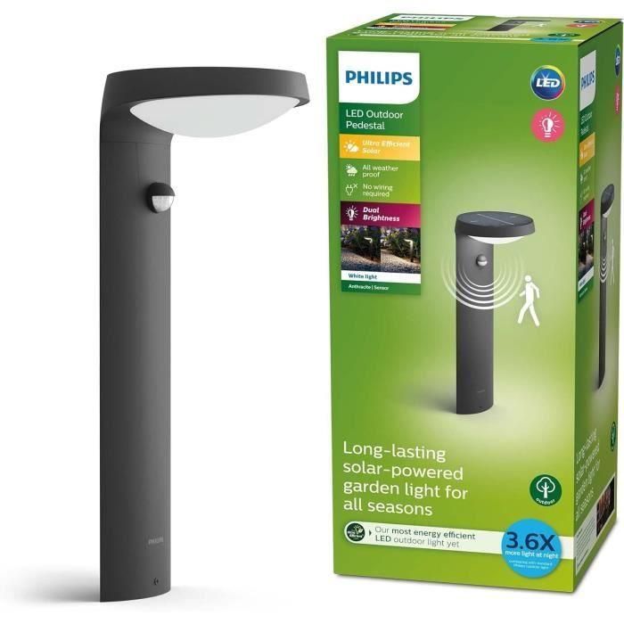 Terminal de carga solar PHILIPS TYLA, clase energética A, detector de movimiento, hasta 250 lm, IP44 - Antracita Terminal de carga solar PHILIPS TYLA, clase energética A, detector de movimiento, hasta 250 lm, IP44 - Antracita