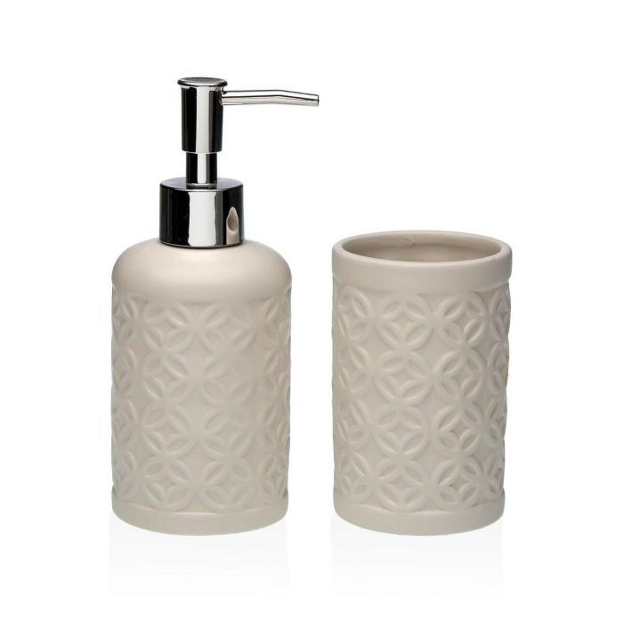 Set de Baño Versa Beige Dolomita 6,8 x 17 x 6,8 cm Set de Baño Versa Beige Dolomita 6,8 x 17 x 6,8 cm