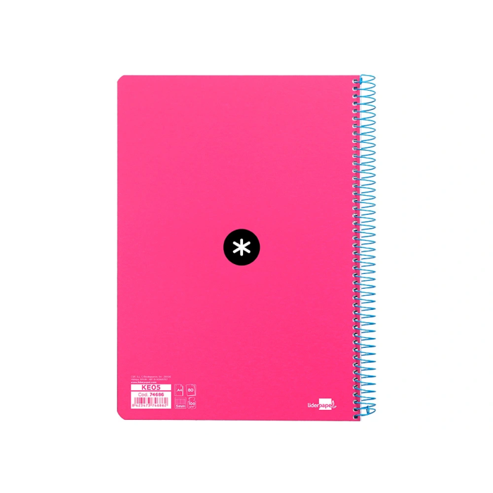 Antartik Cuaderno espiral A4 micro tapa dura 80h 100 gr cuadro 5mm rosa fluor 8