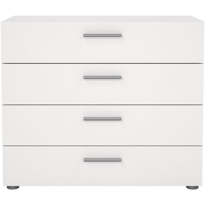 TYHJA Cajonera Blanca 4 Cajones con Toboganes y Asas Metálicas - Tablero de Partículas - 70 x 40 x 75 cm 2 TYHJA Cajonera Blanca 4 Cajones con Toboganes y Asas Metálicas - Tablero de Partículas - 70 x 40 x 75 cm 2