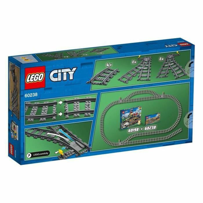 LEGO 60238 City Conjunto de Rieles de Tren y Desvíos. Incluye 4 Curvos, 1 Desvío Derecho y 1 Izquierdo. Compatible con todos los conjuntos LEGO City. 8 LEGO 60238 City Conjunto de Rieles de Tren y Desvíos. Incluye 4 Curvos, 1 Desvío Derecho y 1 Izquierdo. Compatible con todos los conjuntos LEGO City. 8