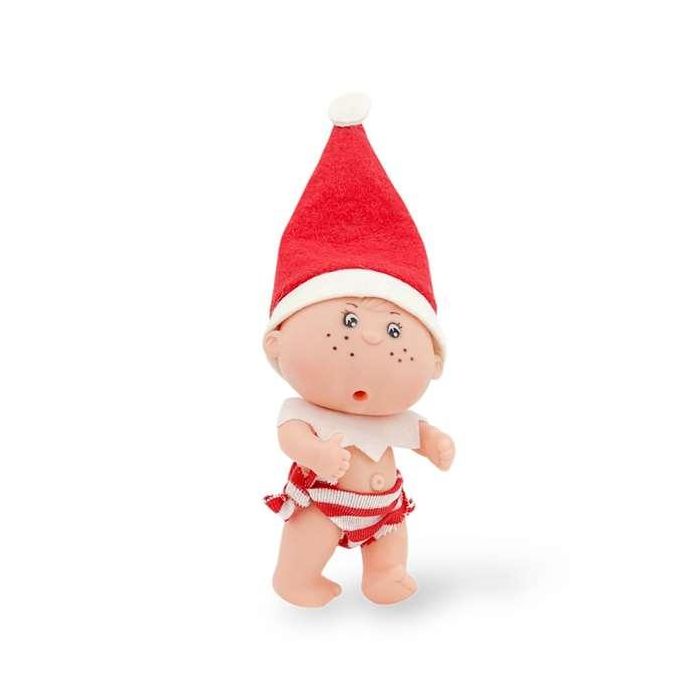 Berjuan Muñeco Elfo 12 cm con braguita y babero, incluye bolsita de tela de vinilo